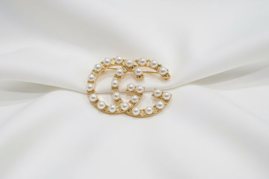 Hijab Pin - gold pearl G - O'layah